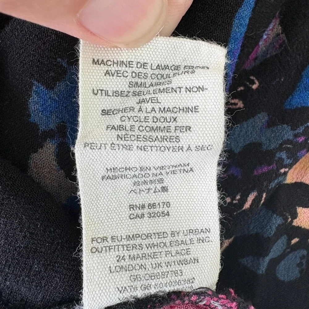 Free People Womens Floral Meadow Lark Blouse Long Sleeve‎ Top Oversized Size XS